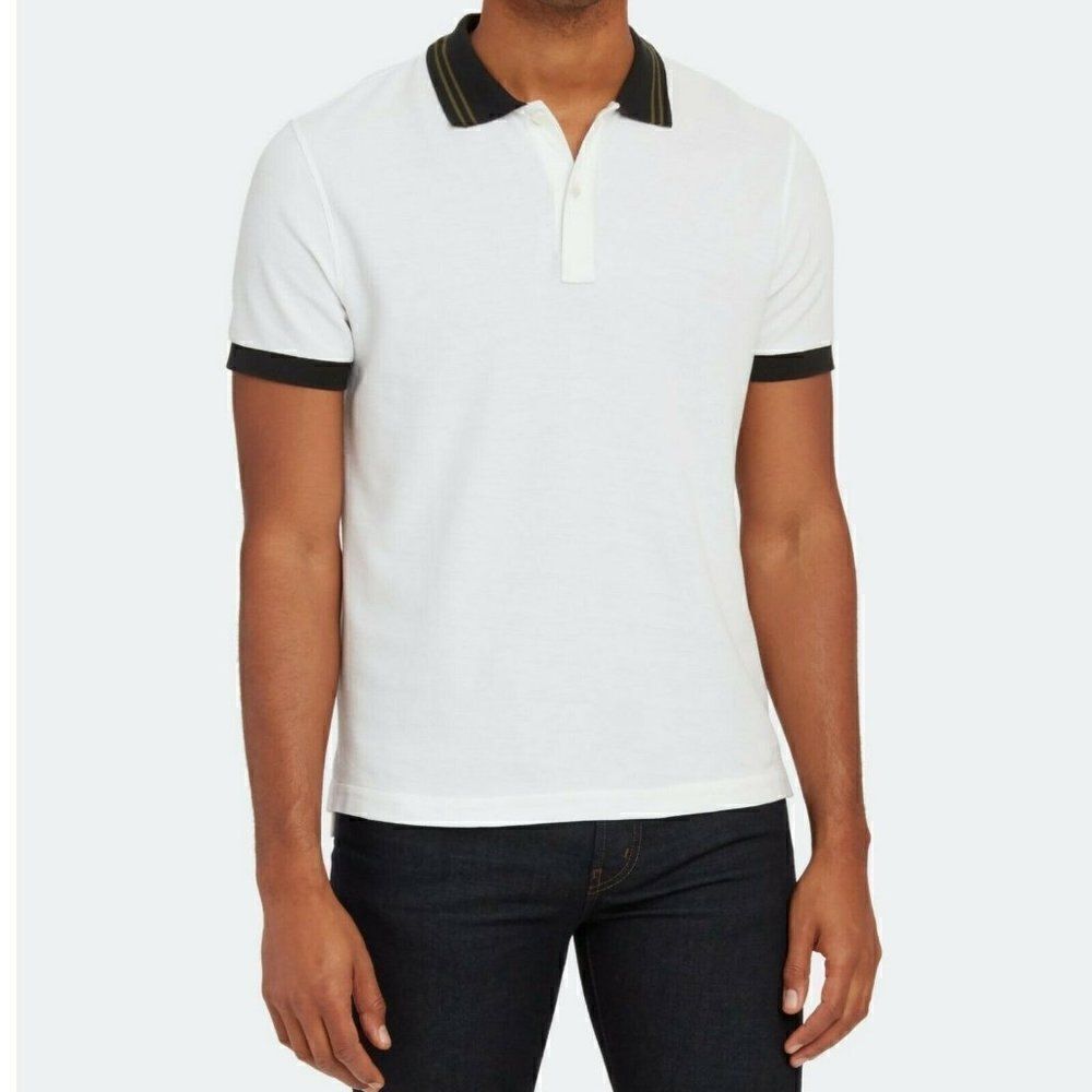 ATM‎ Anthony Thomas Melillo Pique Polo with Tipping Detail - M - White